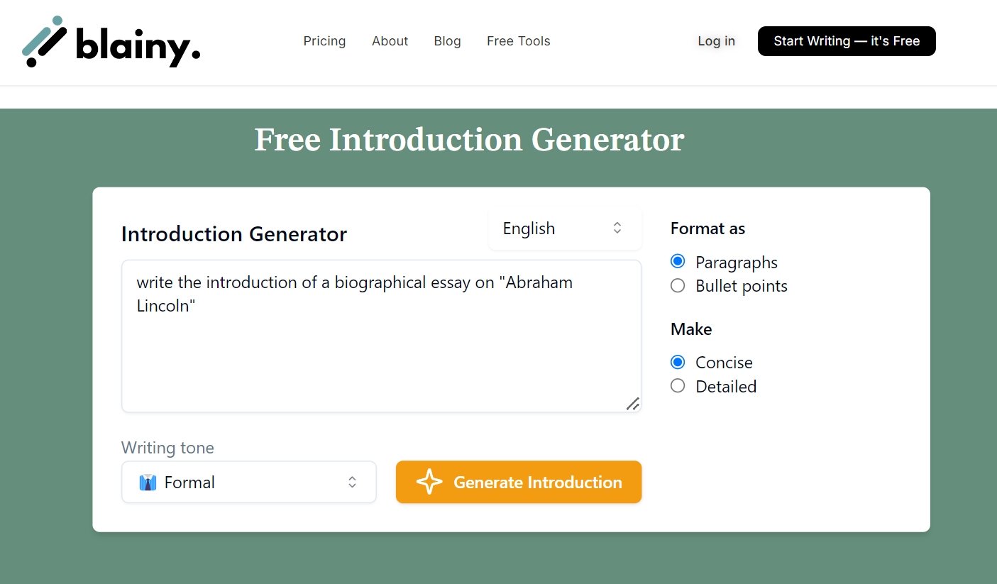 Biographical Essay Introduction Generator