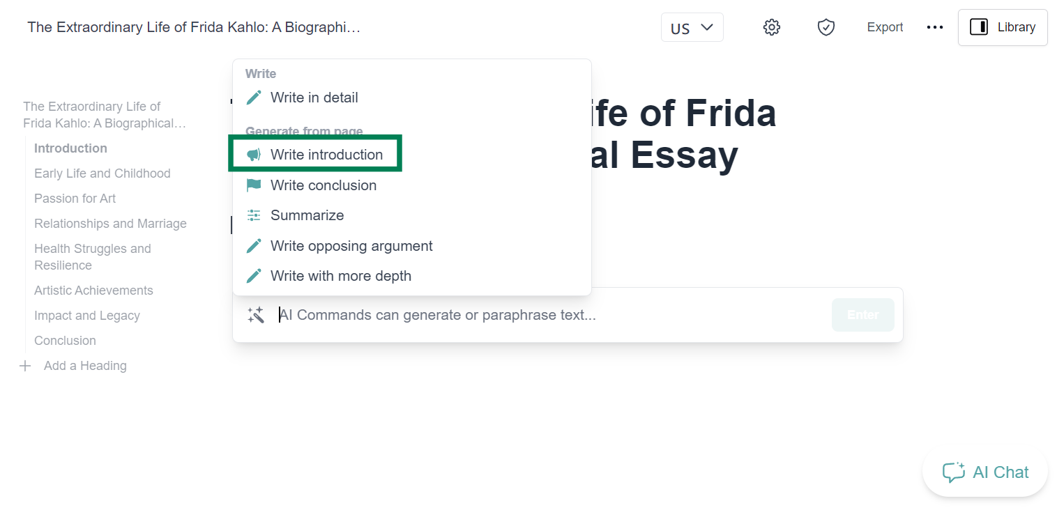 Blainy has an In-built Introduction Writing Feature that can help you craft a compelling biography essay introduction