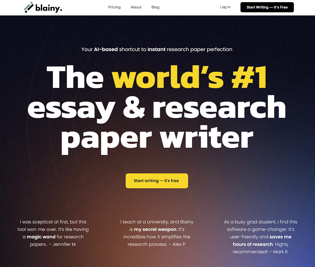 Blainy #1 AI research writing assistant and essay writer