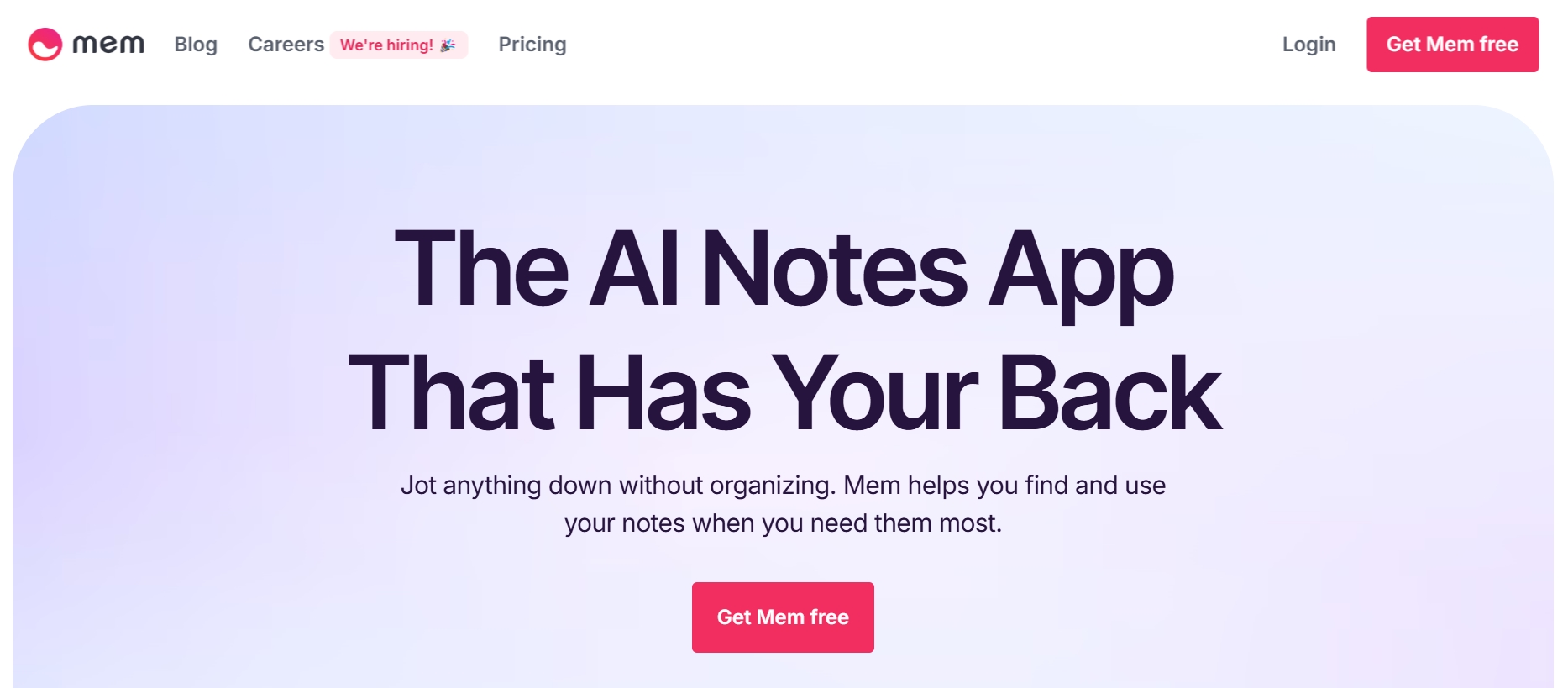 Mem, an AI powered notes app