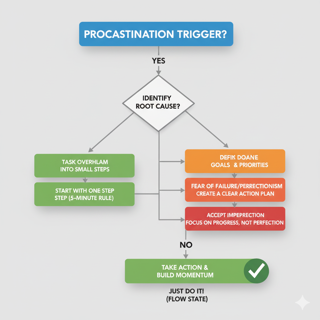 Decision tree showing how to overcome procrastination triggers