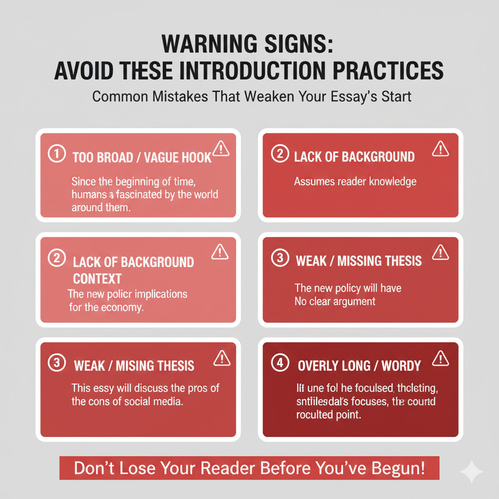 Warning signs" graphic showing examples of poor introduction practices