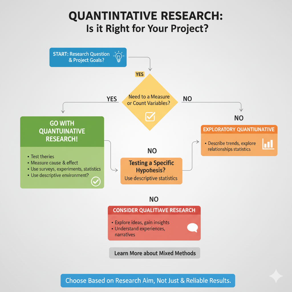 Decision tree helping readers determine if quantitative research fits their needs