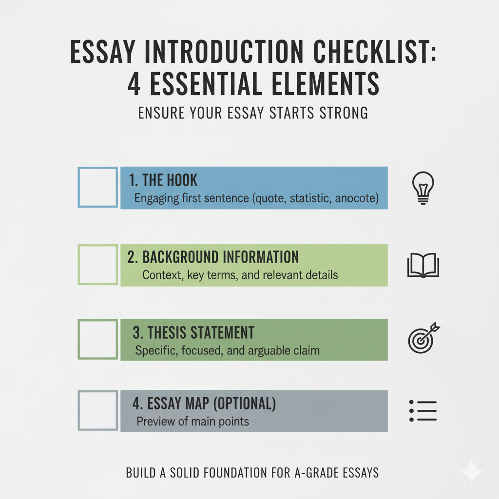 A checklist graphic of the four introduction elements with checkboxes