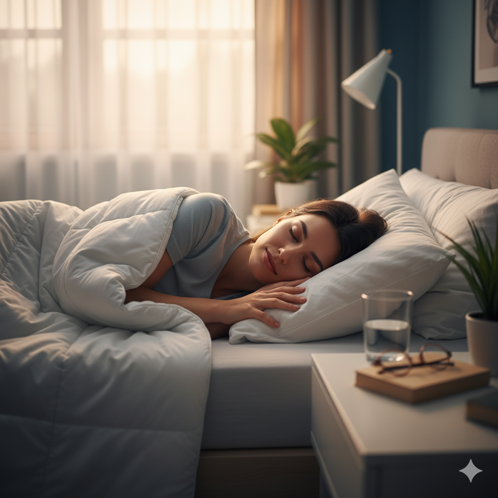 a lady sleeping peacefully