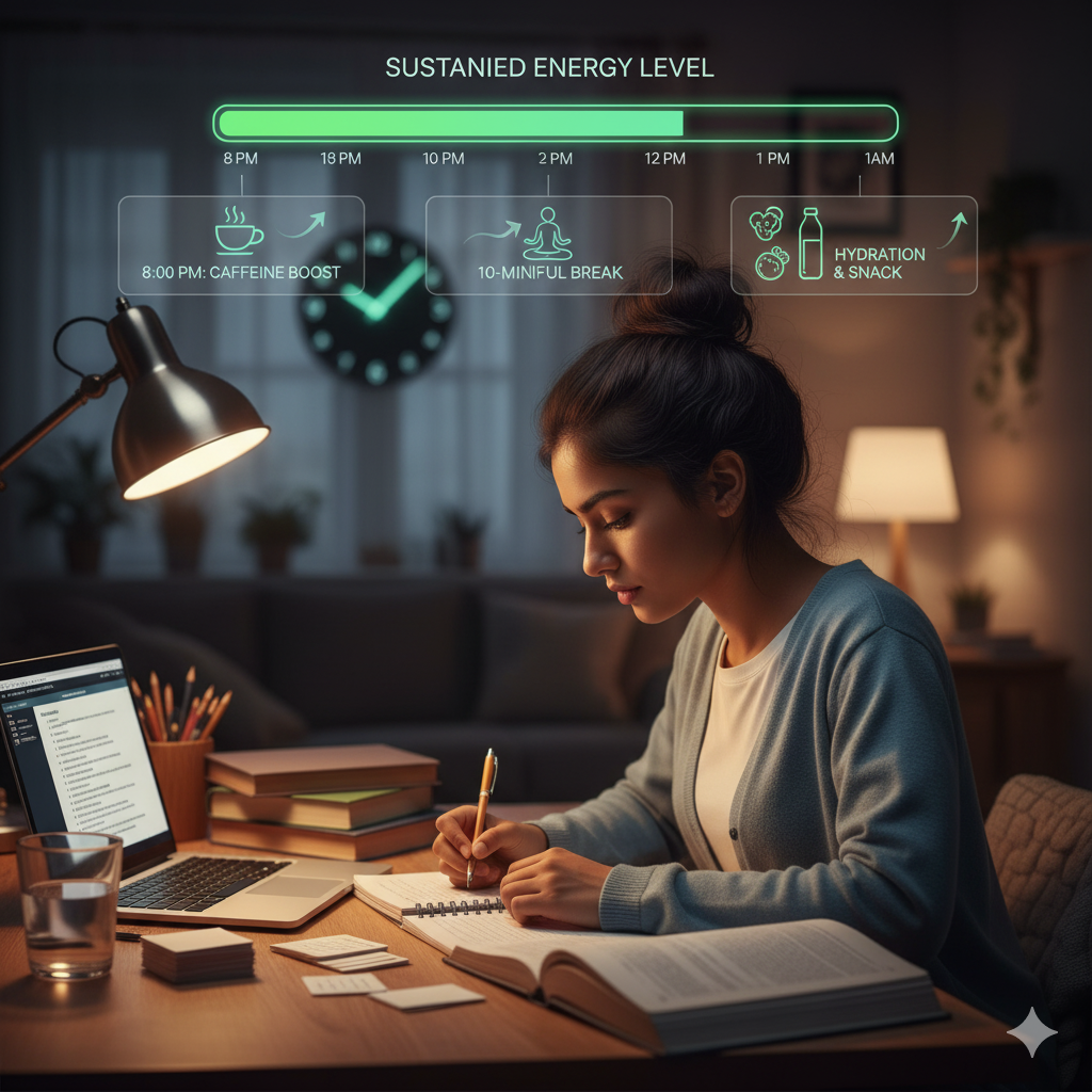 A student studying with full focus